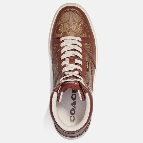 New Men\'s COACH Clip Court High Top Sneaker In Signature Canvas Size 10